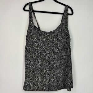 Shade & Shore Womens 3X Tankini Swim Suit Top Black White Dot Print Soft Cup Bra